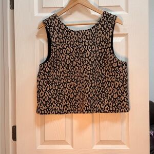 Maeve Leopard-Print Sleeveless Crop Top in Black and Tan